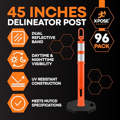 Image of Xpose Safety 45 inch Orange Delineator Posts with Base, Full Pallet 96-Pack