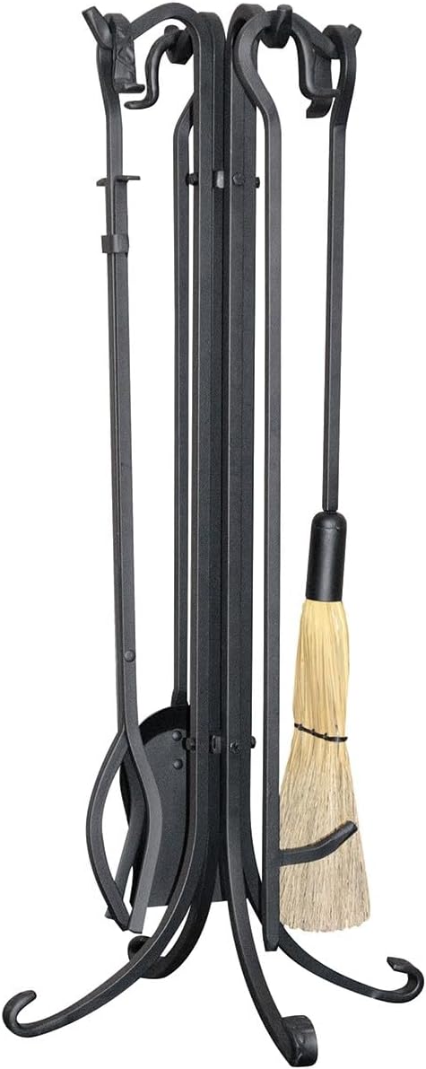 UniFlame 5-Piece Wrought Iron Fireplace Tools Set with Crook Handles