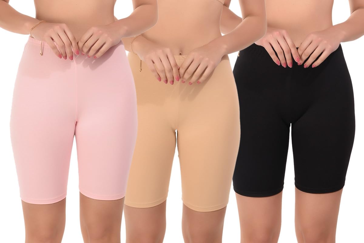 Women Stretchable Knee Length Cycling Shorts, Gym Shorts, Sports Shorts, Running Tights, Shorts for Dresses, Yoga, Running, Exercise Shorts