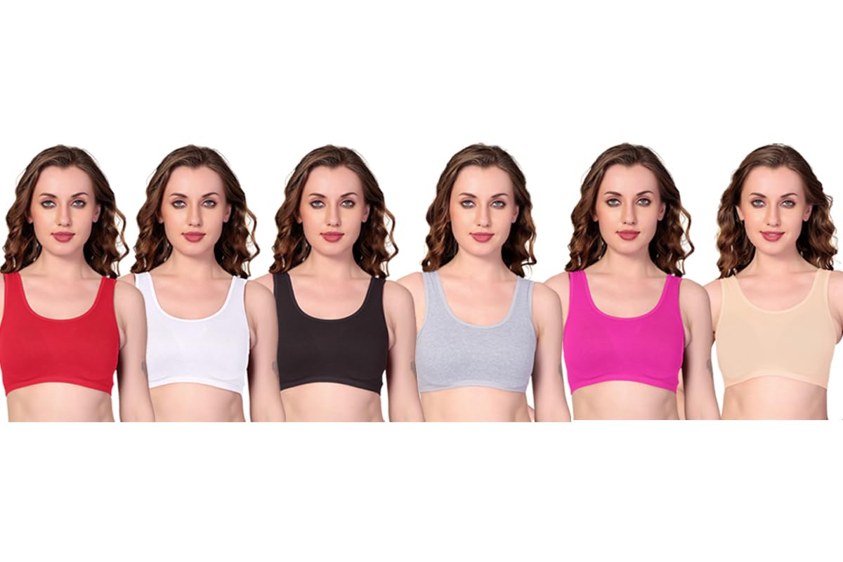 Texello Girls Training/Non Padded Bra Beginner Bras, Sports Bras, Teenager Bra for Girls/Kids Half Slip & Cropped Camisole- Pack of 6-picture-27