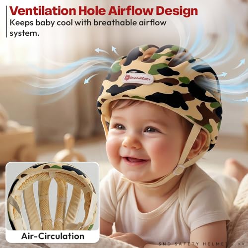 Image of StarAndDaisy Baby Safety Helmet for Head Protection | Soft Cotton Baby Helmet with Cushion Padding | Adjustable Baby Head Protector for Crawling & Walking Toddlers -Army