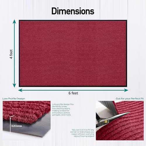 Image of MaxMat Extra Large Commercial Door Mat, Rubber Border Heavy Duty Door Mat, Waterproof, Low-Profile, Easy to Clean, Rubber Entry Mat. (Red, 4 x 6 Feet)