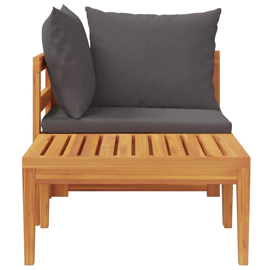 vidaXL Salon de Jardin 2 pcs avec Coussins Gris foncé Bois d'acacia