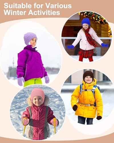 Image of JaGely 64 Pcs Kids Hats and Gloves Bulk Winter Beanies Hat Gloves for Toddler Boys Girls School Donation Wholesale