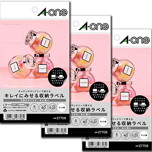 エーワン キレイにみせる収納ラベル 水に強い マット紙 正方形 はがきSIZE_NAME 8面 5シート 3個セット 白 27708-3P BTE-A1000 KK