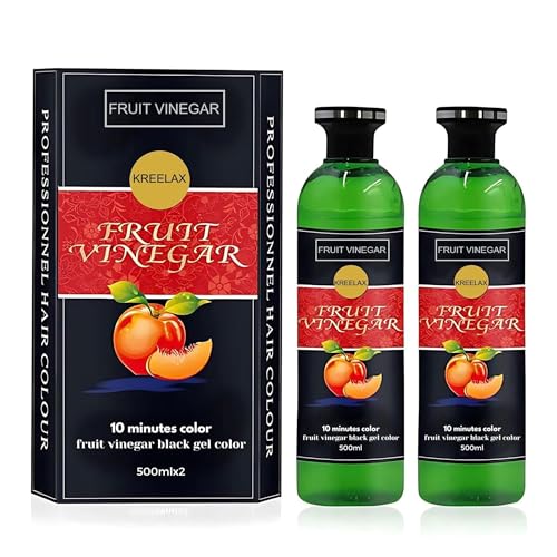 Image of Fruit Vinegar Hair Colour Black Ammonia Free | Gel Hair Color for Men and Women Instant Coloring in 10 Minutes Hair Black | Hair Dye with Natural Shine (500ml x 2)
