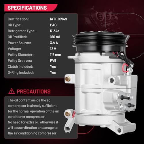 BDFHYK 158381 Air Conditioning A/C Compressor with Clutch Compatible with Mazda 3 L4 2.0L 2010 2011 2012 2013, 3 Sport L4 2.0L 2010-2013