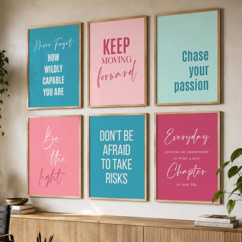 Image of kotart - Quotes Frames for Wall Decor - Motivational Photo Frame for Wall Decoration - Quotes Poster with Frame for Room and Office - Set of 6 (J)