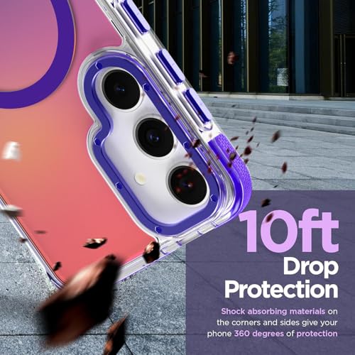 Image of Magnetic Case for Samsung Galaxy S23 Plus [Compatible with Magsafe] [Cute Fashion Fluorescent Design] [1 Screen Protector] Slim Translucent Matte Case for Galaxy S23 Plus 6.7 inch, Purple