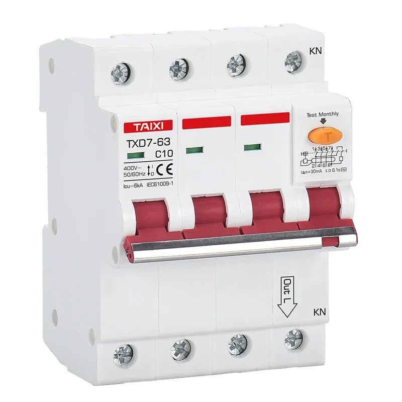 Interruttore Magnetotermico Interruttore differenziale con Protezione da sovracorrente 220 V 380 V RCBO 10 A 16 A 20 A 32 A 40 A 63 A 2P 3P 4P 30 mA Interruttori Automatici(4P 30MA,50A)