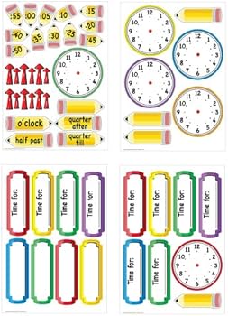 Eureka 'Telling Time' Bulletin Board Analog Clock Practice, 4pc, 17'' W x  24'' L, Model Number: 847423-AWZM