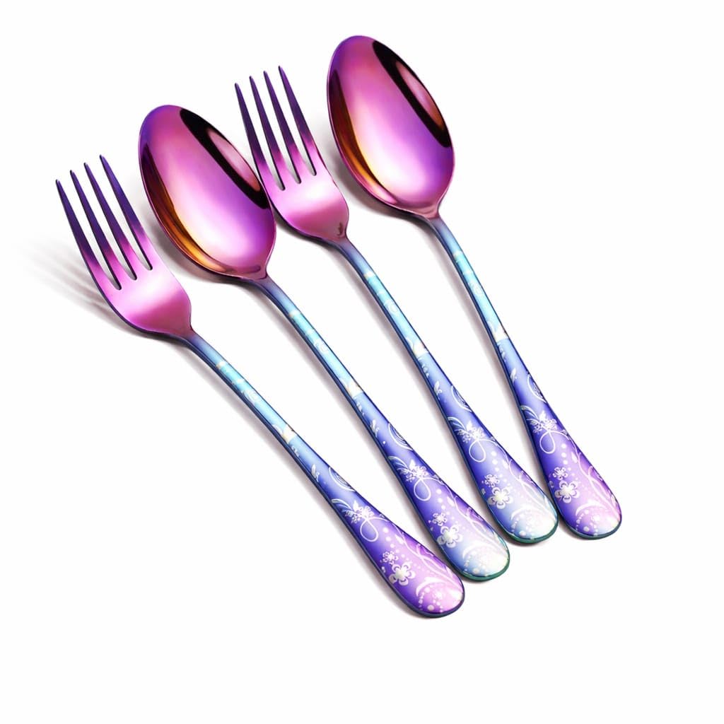 Matte Black Spoon & Fork Set - Stainless Steel Cutlery -16 Matte Black Spoon & Fork Set - Stainless Steel Cutlery -16
