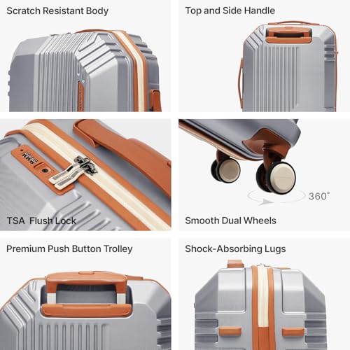 Image of uppercase Vector (Cabin) 55cm, Sustainable Trolley Bag, Hardsided Anti-Scratch 8 Wheel Double Spinner Luggage, TSA Lock & Anti-Theft Zippers, Suitcase for Unisex, 2000 Days Warranty (Silver)