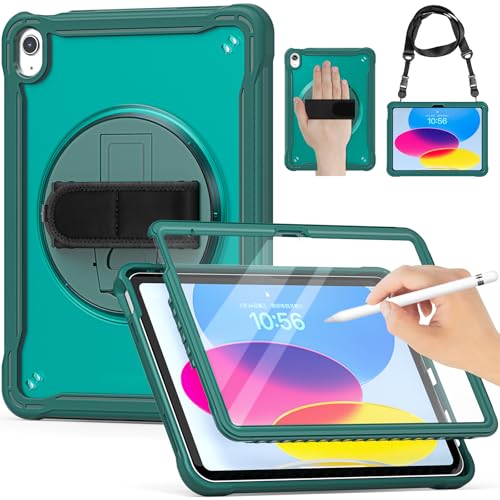 Étui transparent pour iPad 11" premium avec protection d'écran haute définition et sangle, vert