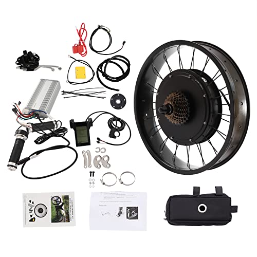 GMSLuu Kit de Conversion de vélo électrique avec écran LCD 48V 1500W Vélo de Neige Fat Tire - Kit de Conversion de vélo électrique 20' - Roue arrière tournante - Moteur moyeu arrière Sac de