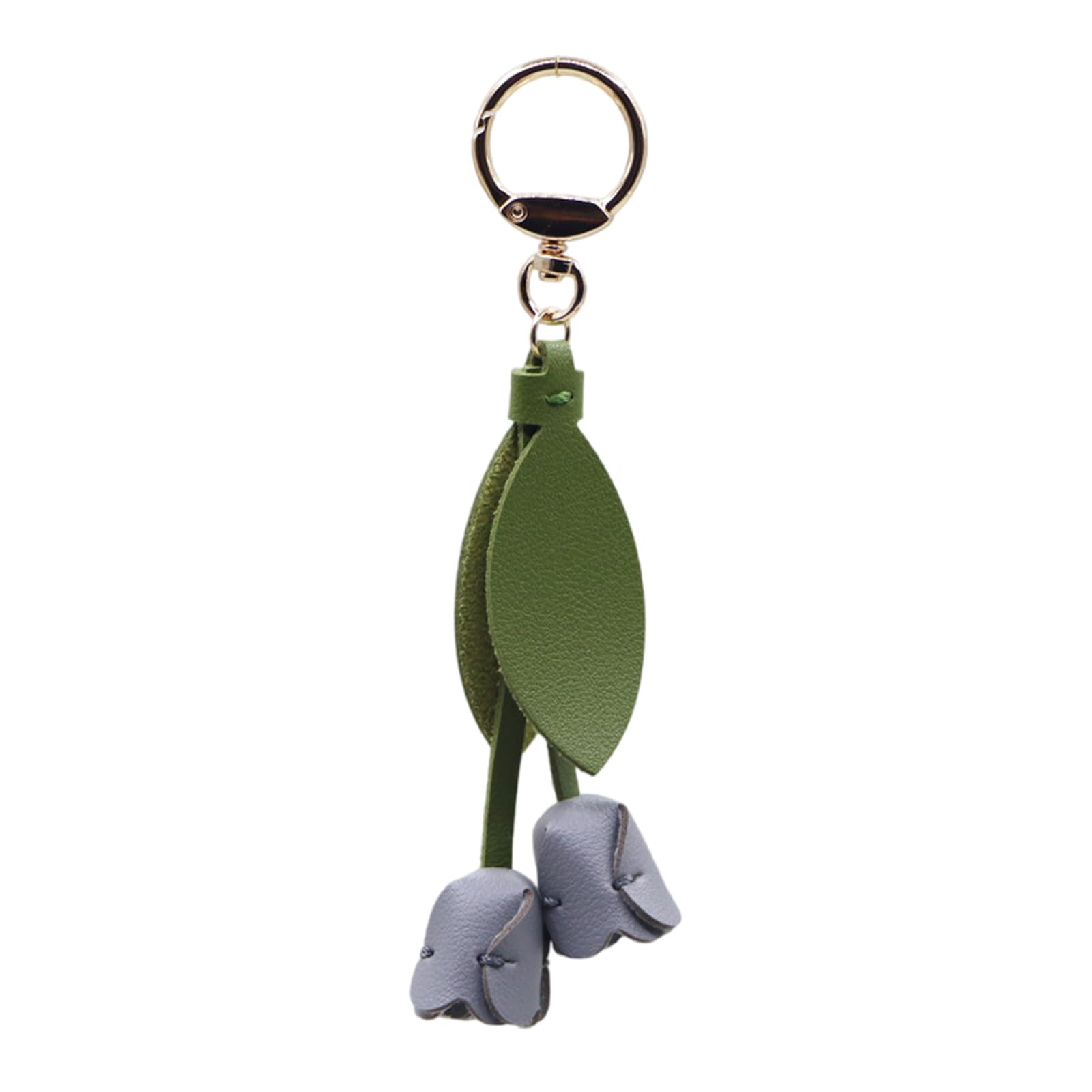 Baodss Stylish Tulips Keychain PU Leather Alloy Sturdy Accessory Elegant Floral Rings For Bags Backpacks