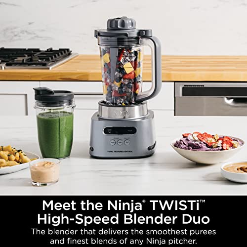 Ninja SS150C TWISTi, HIGH-SPEED Blender DUO, Built-in Twist Tamper, Hybrid-Edge blades assembly, 5 present Auto-iQ programs, Platinum, Silver, 34 fl. oz. - Image 4
