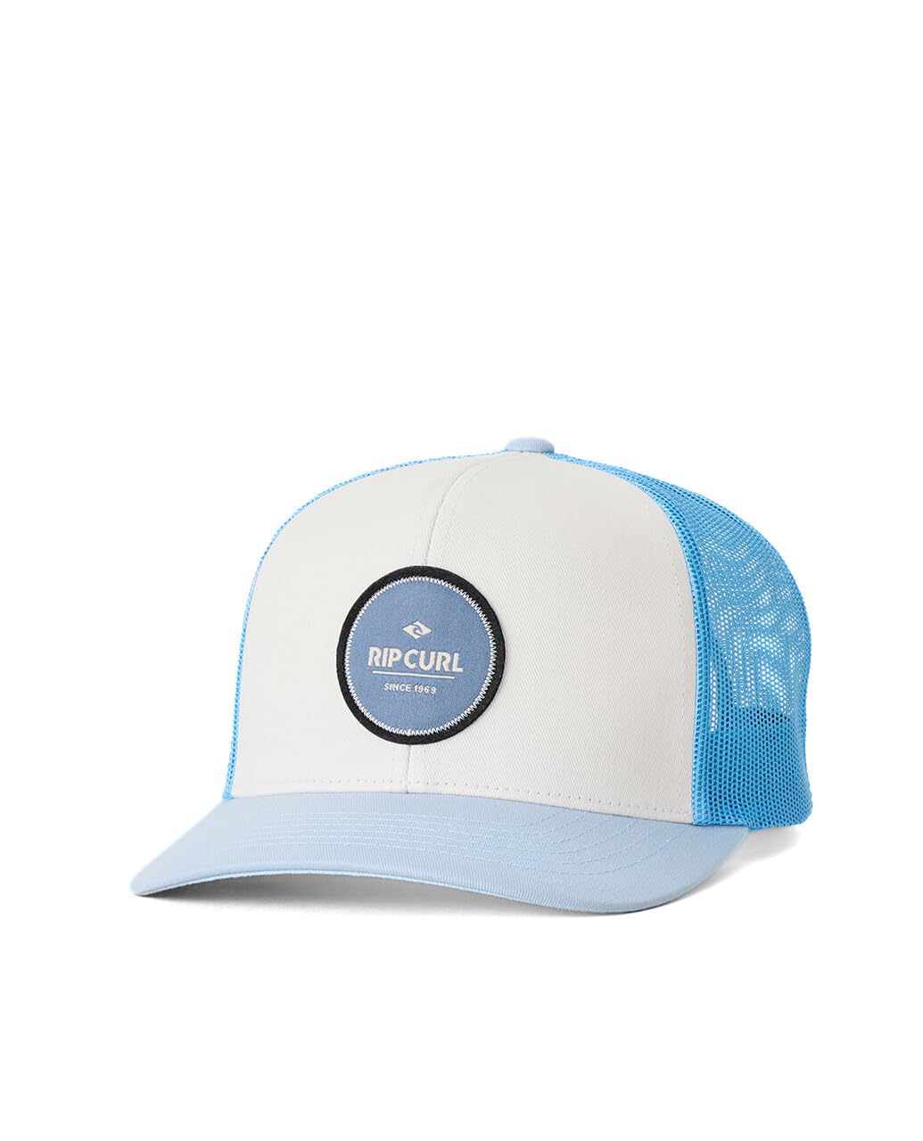 Rip Curl Curve Peak, Structured Trucker Hat, Mesh Snapback Baseball Cap for Men, Adjustable, Bone/Blue 261, One Size