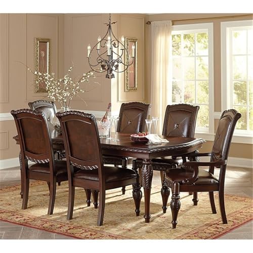 Steve-Silver-Company-Antoinette-Leather-Dining-Arm-Chair-in-Cherry-Set-of-2 Steve Silver Company Antoinette Leather Dining Arm Chair in Cherry Set of 2