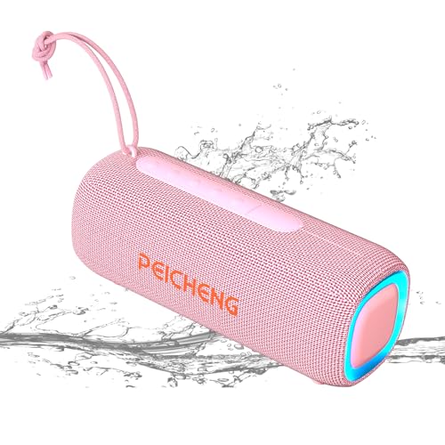 Image of PEICHENG Bluetooth Speaker, Portable Wireless Clear Loud Stereo Sound IPX5 Waterproof with RGB Lights BT5.3 Long Playtime TWS Pairing,for Home Party Outdoor Beach,Great Gift Choice (Pink)