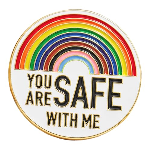 Aqltidiz LGBT Rainbow Enamel Lapel Pin - YOU ARE SAFE WITH ME -Stunningly Attractive Pin for Fashion Decoration