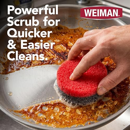 Weiman Multi-Surface Dual Action Sponges, Non-Scratch Scrub & Shine for Dishes, Cooktops, Stainless Steel, Glass, Granite, & More - Durable Kitchen Cleaning Sponges, 4 Sponges - image 7