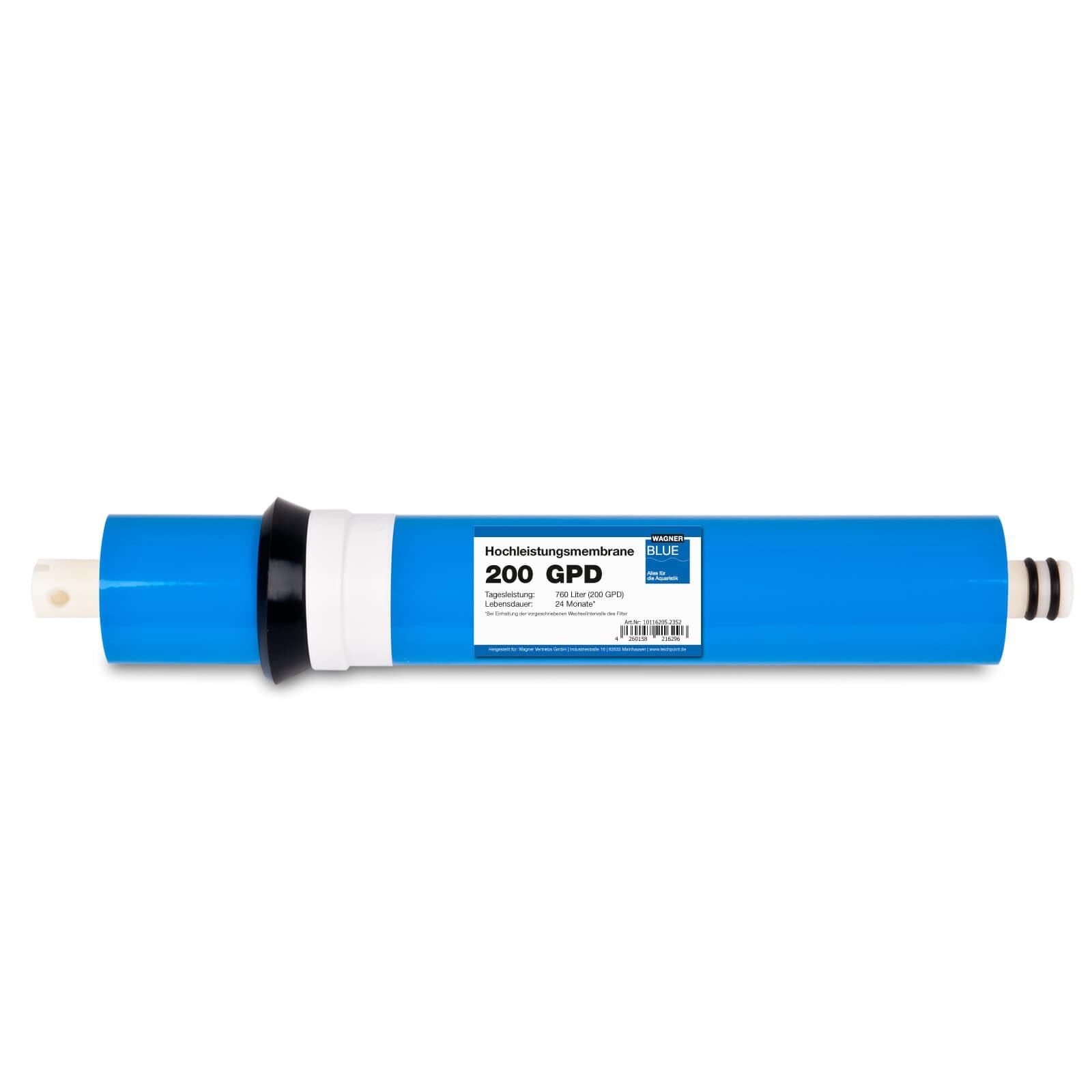 Membrane für Osmoseanlage Expert von Wagner BLUE | passend für gängige Osmoseanlagen | filtert Nitrat, Nitrit, Flourid | Aquarium Wasserfilter zur Herstellung von Osmosewasser (200 GPD)