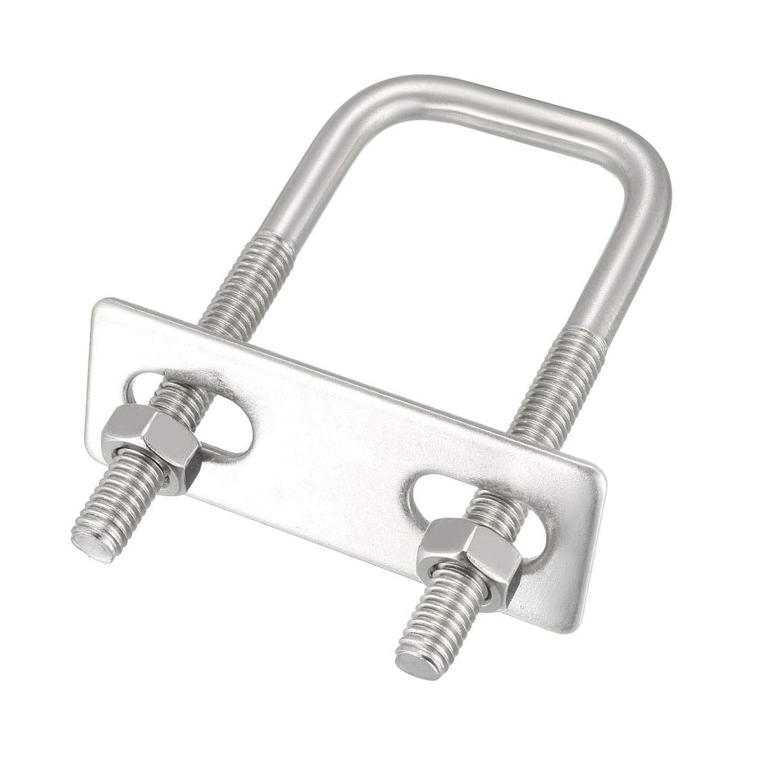 Unifizz Square U-Bolt,2 Set 304 Stainless Steel M6 U Bolts 30mm(1.18") Inner Width 70mm Length with Nuts and Frame Plate for Automobiles Boat Trailer — image 1