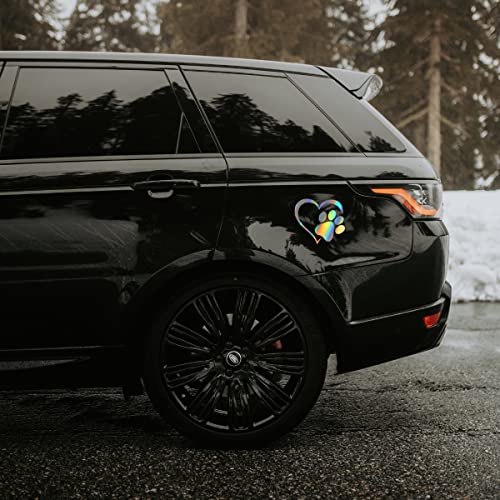 Belomi Dog Paw Love Heart Vinyl Car Decal, 3 Pack Pet Puppy Paw Print Decal For Auto Window, Bumper, Laptops, Walls And Other Stuff, Love Decoration Sticker Car Accessories For Suv, Truck (Multicolour) #TOP2