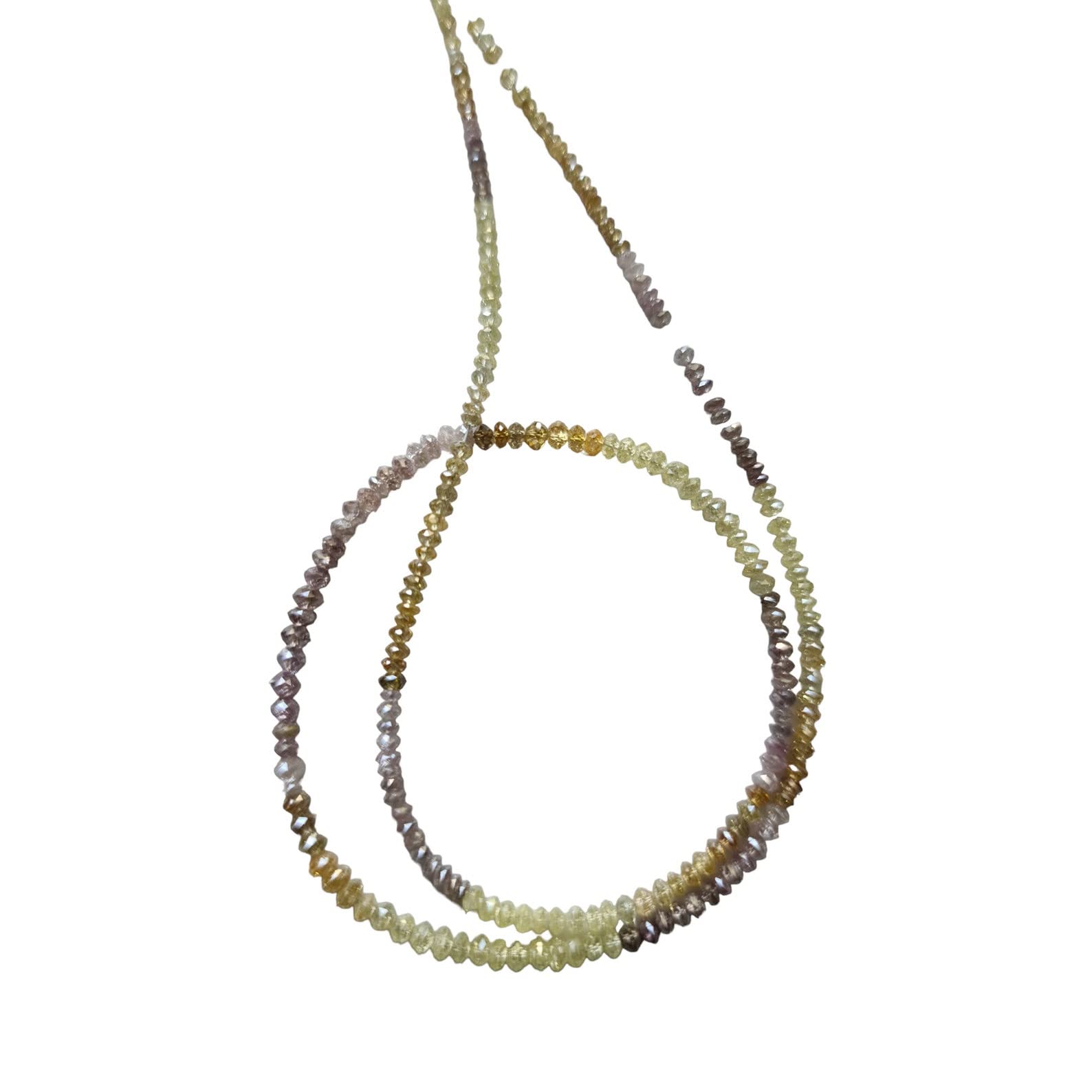 Donna Perline rondelle con diamanti sfaccettati scintillanti da 2-2,5mm rosa/arancione/giallo, perline rondelle con diamanti di colore misto (da 2IN a 4IN) - PPKK19, 2-2,5mm, 2 IN