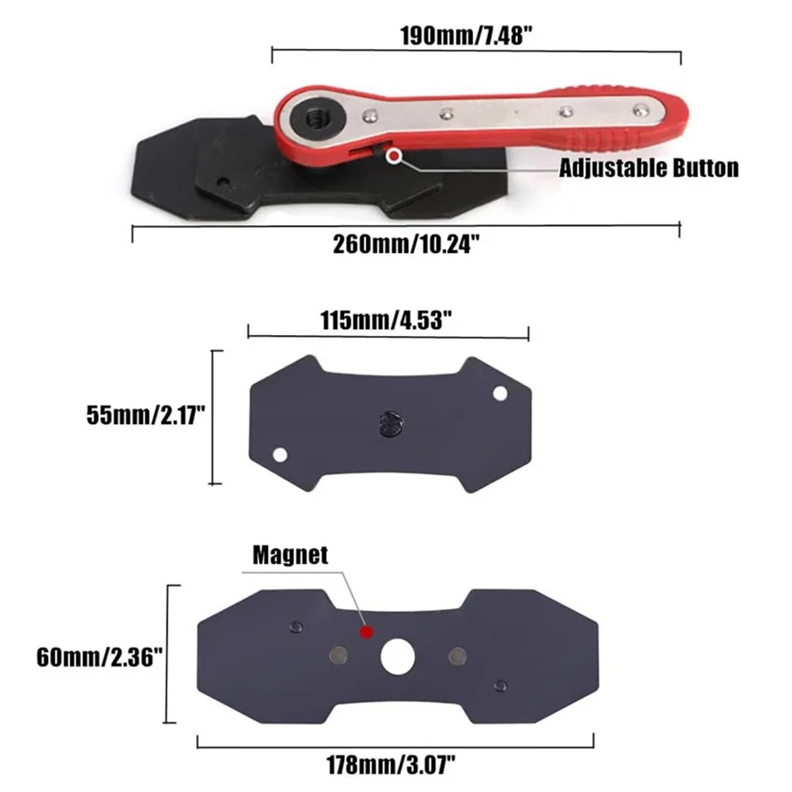 DRUM BRAKE BAR Rozpieracz Zacisków Hamulcowych 360° Do Samochodów Z Grzechotką Narzędzie Obracania Klucz Kompresyjny Zestawy Naprawcze Tarcz Zaciskowych Zacisk