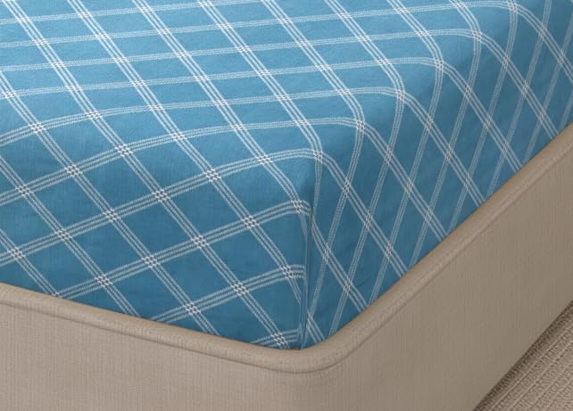 Image of RD TREND Cloud Cotton Double Bed Bedsheet-90x100 Inches with 2 Matching Pillow Covers (18x28Inch | Queen Size Bed Sheet 210 TC Soft & Breathable | (Lines-Blue)