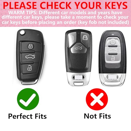 Simocky Compatible with Audi Key Fob Cover with Heart Keychain, Girly Soft TPU Car Key Shell Case for Women, Compatible with Audi A1 A3 Q3 Q7 R8 A6L TT Smart Remote Key Protector (3 Buttons-Gold) by Simocky - Image 2