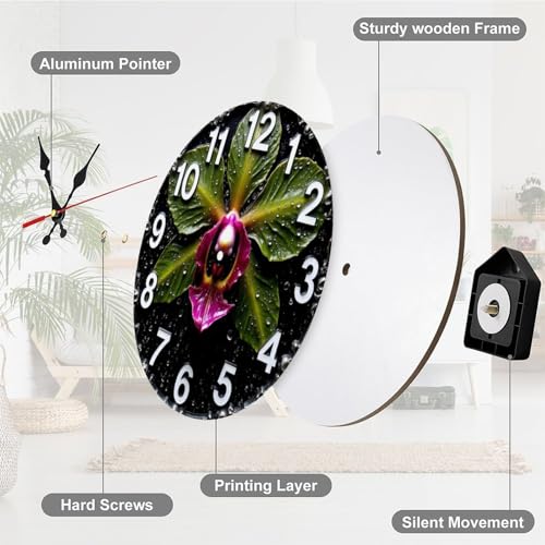 Reloj de pared analógico redondo de madera silente 25 cm miniatura 7
