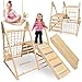 mamabrum Holz Haustier Spielplatz XL 5in1, Rutsche, Schaukel, Kletterwand, Netz und Leiter für Aktive Kleinkind, Stabil, Für Aktiv-Homepage, Unterstützung Baby Entwicklung