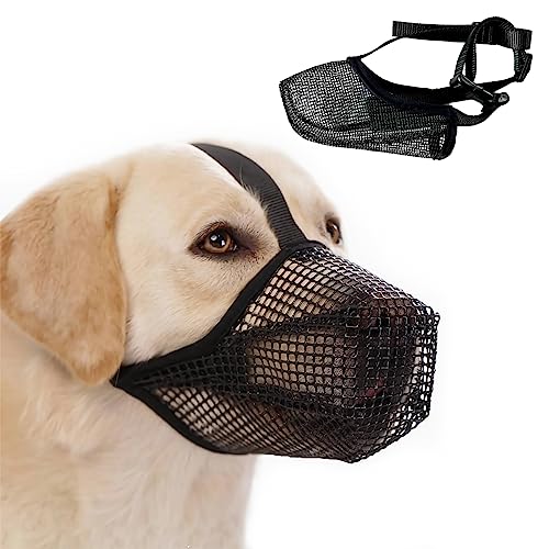 Maulkorb Für Hunde, ZoneYan Maulkorb Mittlere Hunde, Maulkorb Labrador, Maulkorb Abgerundetem Mesh, Mesh Hundemaulkorb, Verhindert Das Beißen, Kauen Und Belle (L)