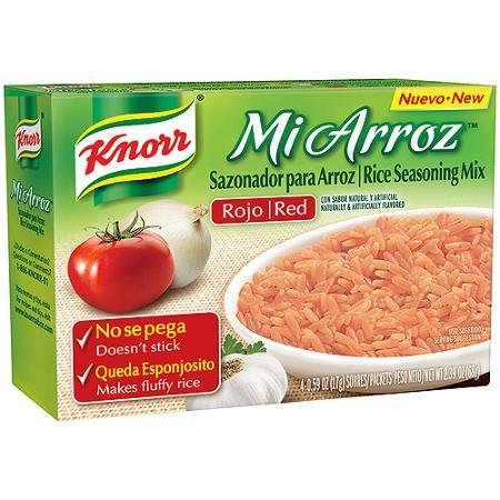 KnorrRed Rice Seasong Mix Mi Arroz - 1 Box of 4 - 0.59 Ounce Packets