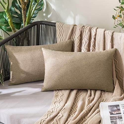 MIULEE Outdoor Waterproof Cushion Covers 18x18 Inches for Garden Furniture Water Resistant Pillow Covers Outside Scatter Cushions for Patio Couch Sofa Linen Balcony Set of 2, 45x45cm Yellow