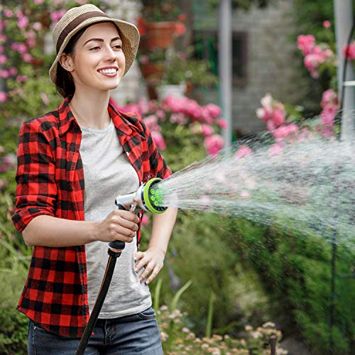 Water Hose Nozzle Spray Nozzle, Heavy Duty Metal Garden Hose Nozzle High Pressure Nozzle with 9 Adjustable Patterns, Perfect for Watering Plants, Washing Cars and Showering Pets