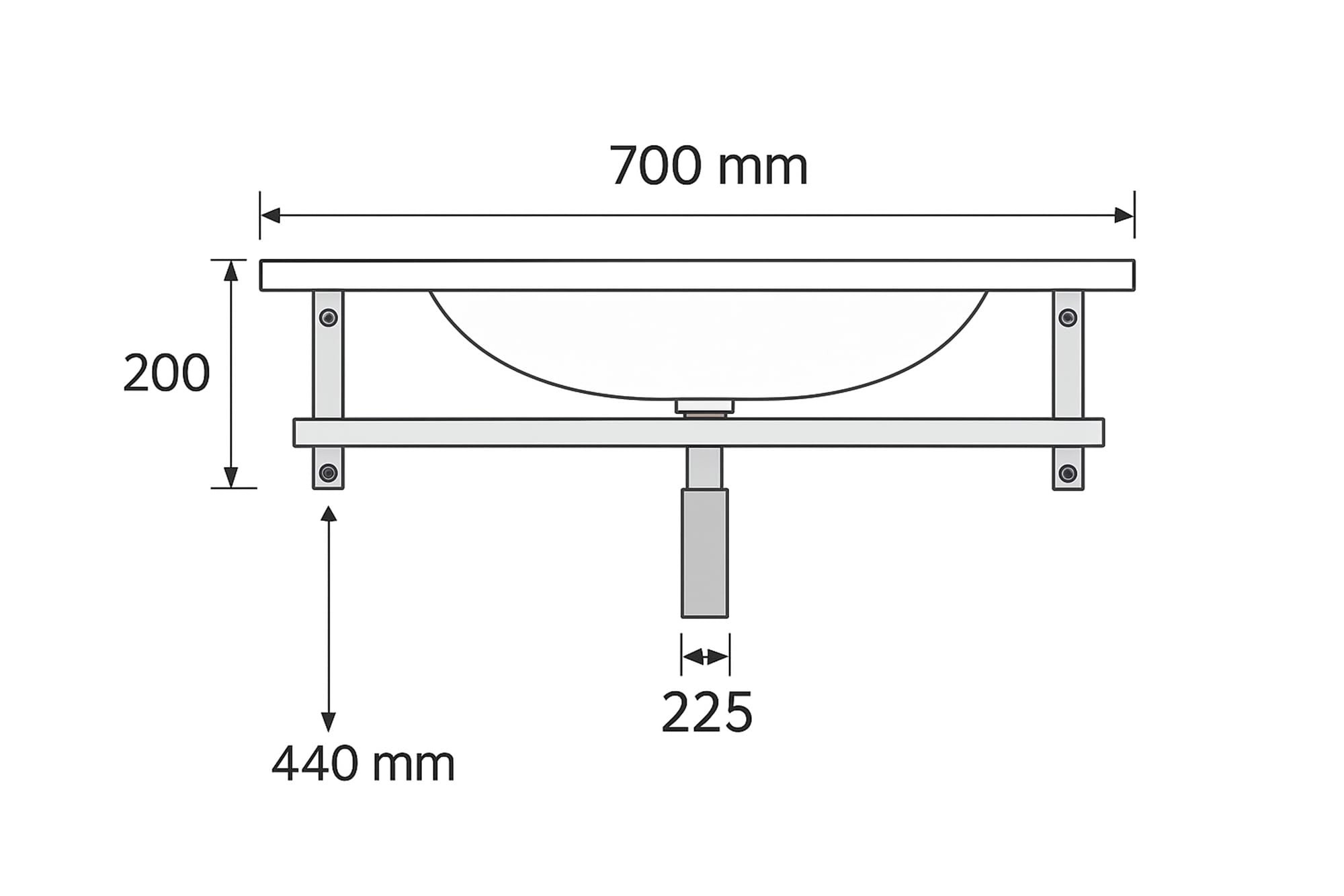 Art of Baan - Soporte de pared para consola o lavabo (latón, 460 x 700 mm)