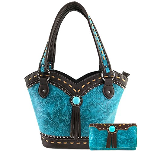 leather purse with turquoise stone