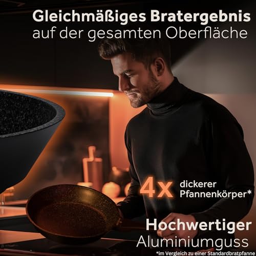 ZWIEGER Hochwertige Bratpfanne 28 cm – beschichtete Pfanne 28 cm, Aluguss, vollflächiger Edelstahlboden, für alle Herdarten (inklusive Induktion) geeignet – Antihaft, PFOA- & PFOS-frei 5