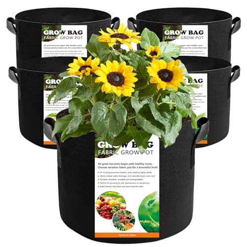 COKIELE 5 Stück 40L Stofftöpfe, Pflanzsack aus Vlies Stoff mit Griffe, Schwerlast 300G Verdickter und Belüfteter Pflanztasche für Kartoffeln, Tomaten und Erdbeeren, Blumen