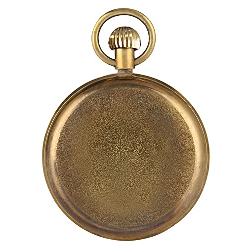 VIGOROSO-Mens-Vintage-Full-Copper-Hand-wind-Mechanical-Second24hours-Sub-dials-Pocket-Watch-in-box