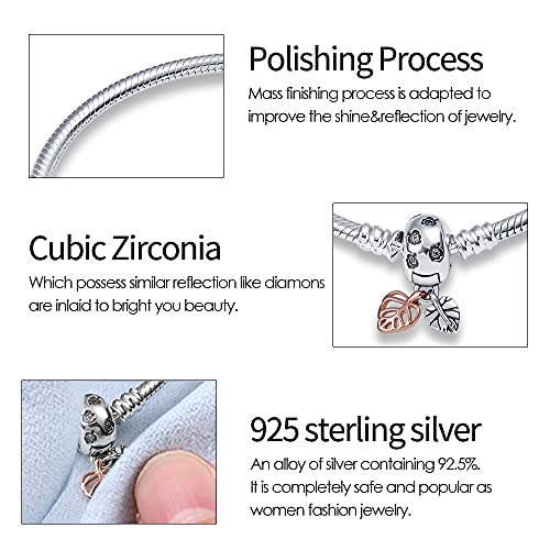 Image of 925 Sterling Silver Snake Chain Bracelets Fit Pandora Charms,Heart Clasp Bracelets Perfect For Any Glamour Gift for Women with 5 A Cubic Zirconia