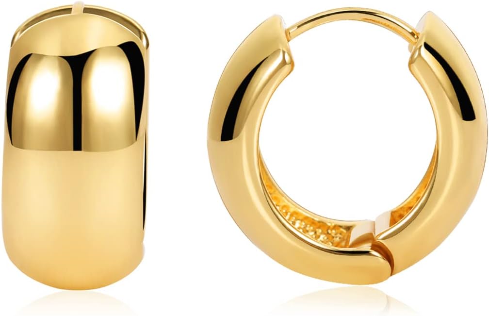 Chunky Thick Hoop Earrings for Women Gold Hoops Huggie Earrings for Men Gift