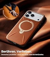 TORRAS Ostand Q3 VegSkin für iPhone 17 Pro Max Hülle (Nachhaltig Silikonleder) (360° Magnetischer Unsichtbarer Ständer) Premium Haptik Langlebig Hülle iPhone 17 Pro Max Case Edle Lederstruktur Braun – Ansicht 4