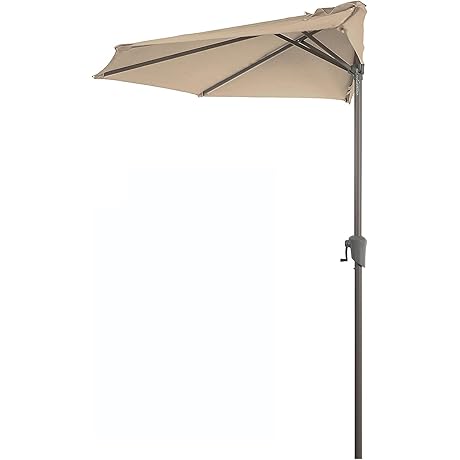 9' Half Round Patio Umbrella for Small Balcony, Garden or Terrace Shade