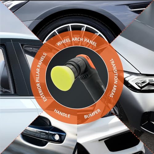 Image of SPTA Yellow T80 Mini High-Cut Foam Polishing Pad, 5Pcs 2inch /50mm Sponge Polishing Buffing Pads, Car Foam Detail Polishing Pad Kit for Car Detail Polishing, Small Area Polishing -FPBFS2Y