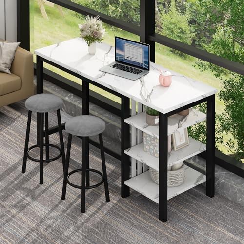 image for Lamerge Kitchen Furniture Bar Height Table and Chairs for 2 People, 4-